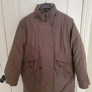 Women's VERY WARM and SOFT winter coat, with hood, brown, Medium gently worn.